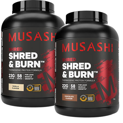 MUSASHI SHRED AND BURN PROTEIN DOUBLE COMBO