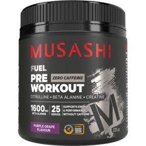 MUSASHI PRE WORKOUT ZERO CAFFEINE 225G