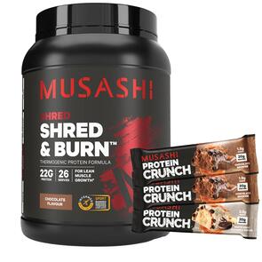 MUSASHI SHRED AND BURN PROTEIN POWDER 900G