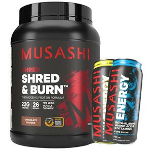 MUSASHI SHRED AND BURN PROTEIN POWDER