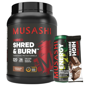 MUSASHI SHRED AND BURN PROTEIN POWDER