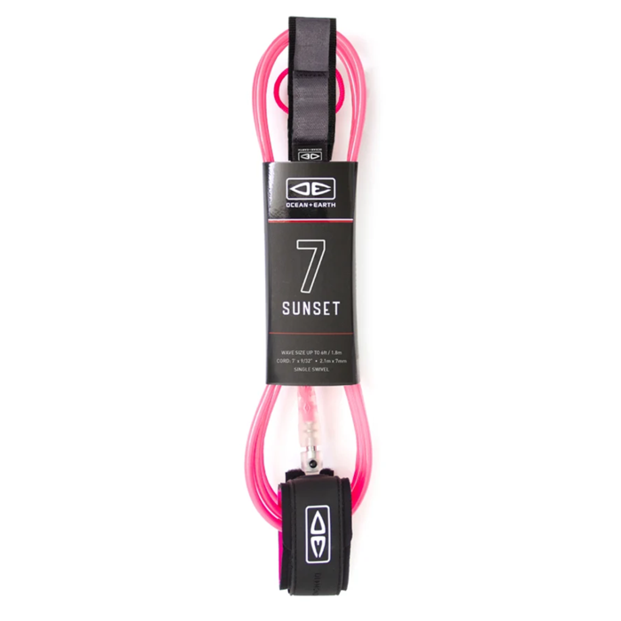 O&E Sunset 7'0" Moulded Leash - Pink